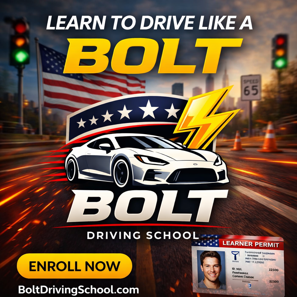 Bolt Driving School promotional creative